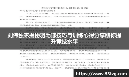 刘伟独家揭秘羽毛球技巧与训练心得分享助你提升竞技水平
